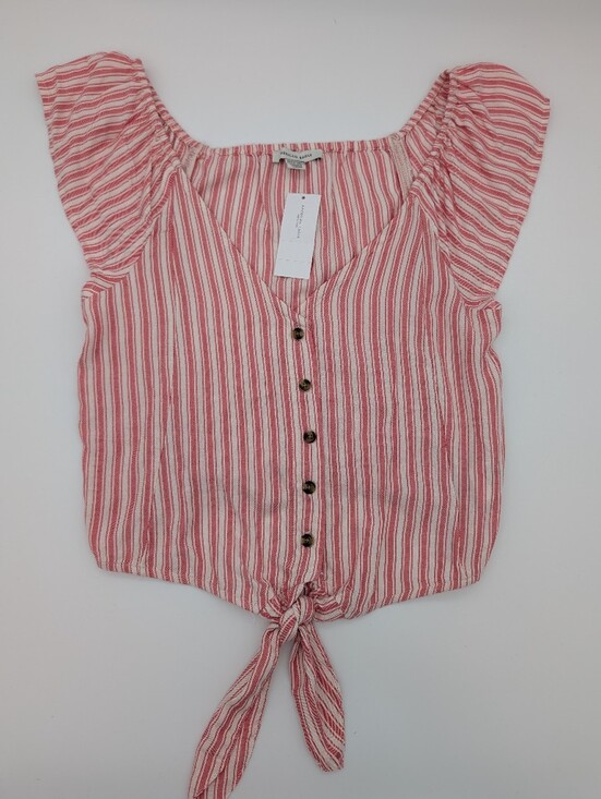 American Eagle Outfitters Tops - American Eagle Outfitters Striped Front Tie Button Down Top
